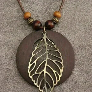 Unique Bohemian Wooden Pendant Necklace